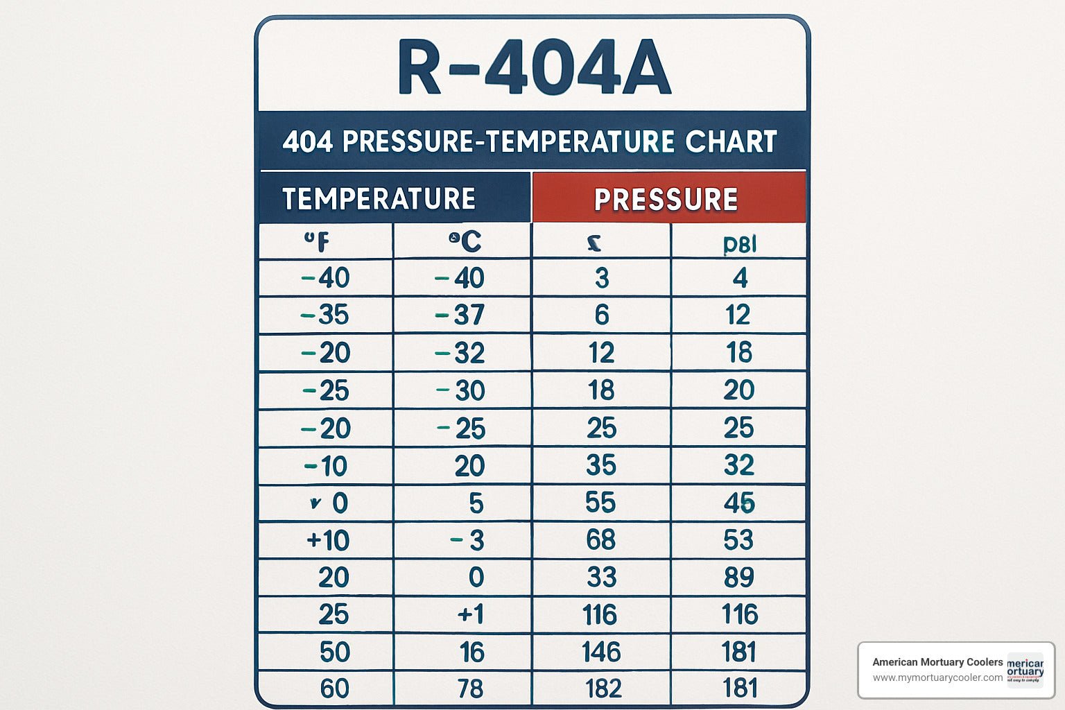 A Comprehensive Guide to 404A Pressure Temperature Charts - American Mortuary Coolers & Equipments A Comprehensive Guide to 404A Pressure Temperature Charts - American Mortuary Coolers & Equipments
